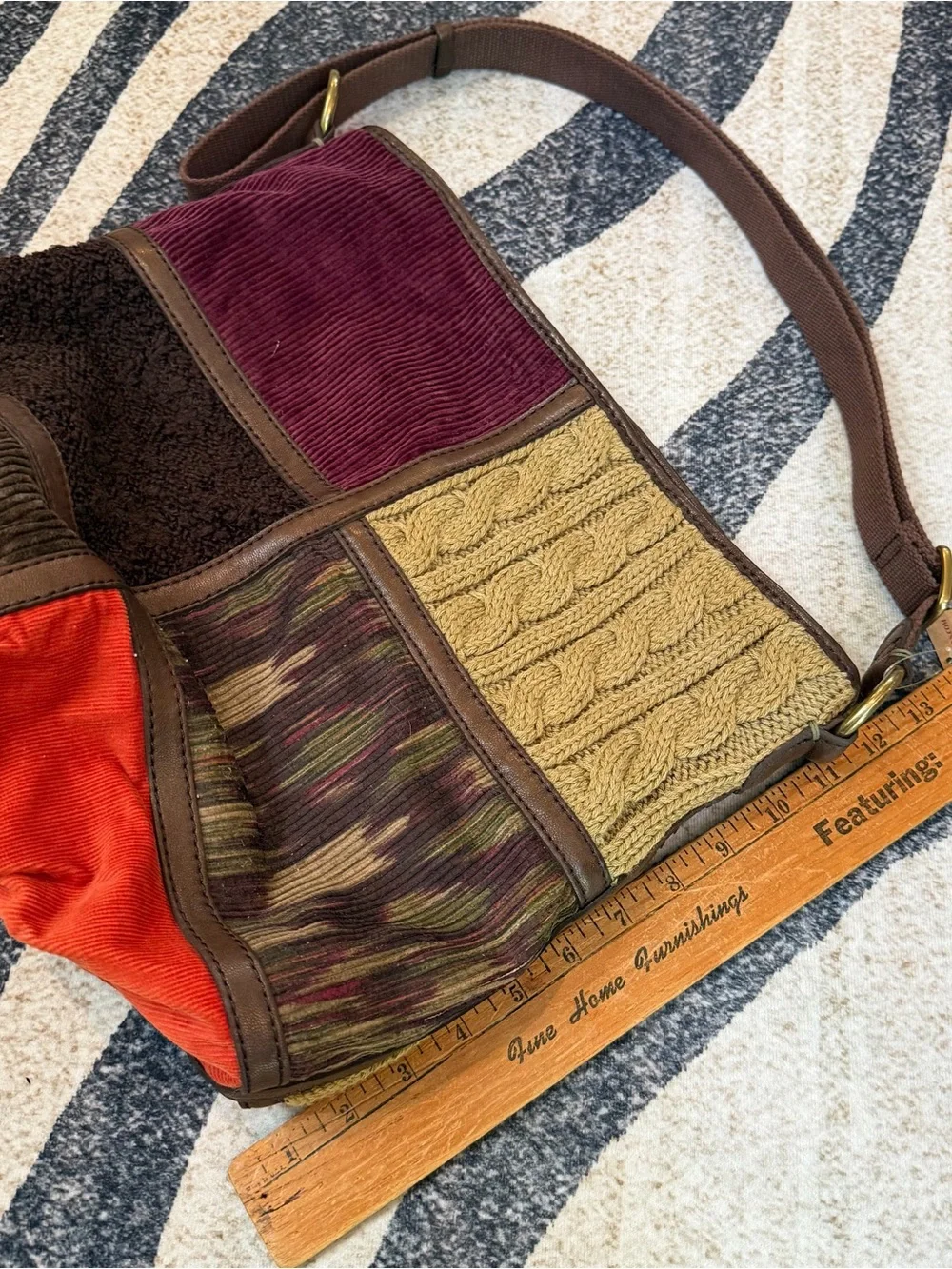 Y2K Lucky Brand Boho Hippie Patchwork Hobo Bag nwt